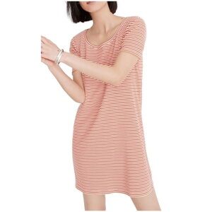 MADEWELL Swingy T-Shirt Dress Red Striped Large